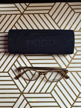 NWT MODO Eyewear 6012 Taupe Clear Cat Eye Frames w/ Case 50-16-140